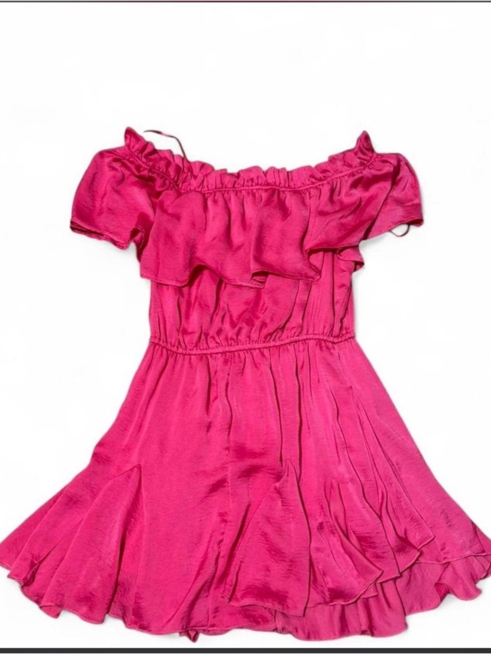 glam Hot Pink Off-Shoulder Ruffle Dress